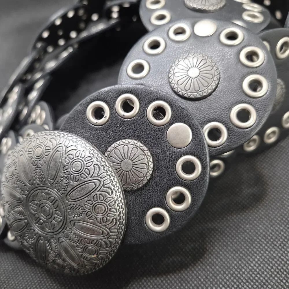 Concho Belt Urban Outfitters Black Silver 2.75